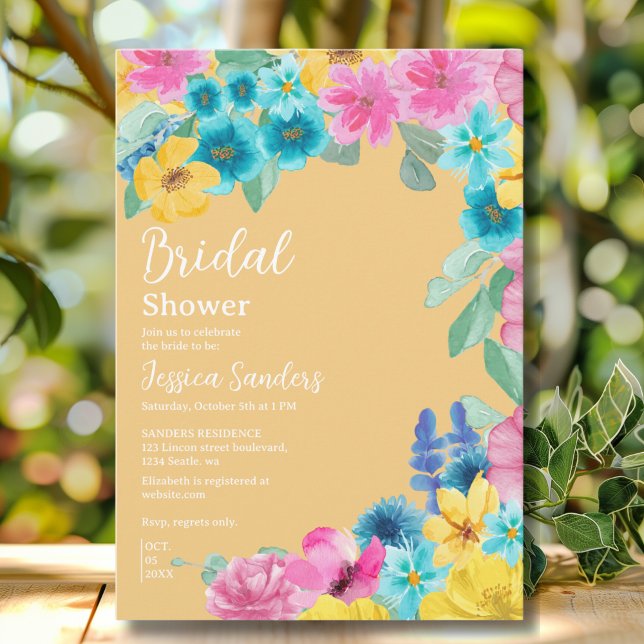 Summer floral Bridal Shower with Photo Yellow Inbjudningar (Skapare uppladdad)