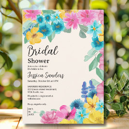 Summer floral Bridal Shower with Photo Yellow Inbjudningar