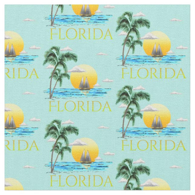 Summer Florida Sailboat Sunset Coastal Beach Tyg (Närbild)