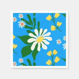 Summer Flower Bouquet på Blue Pappersservett