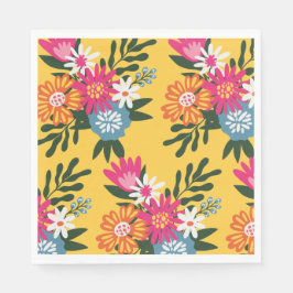 Summer Flower Bouquet på Guld Pappersservett