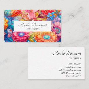 Summer Flower Bouquet Whimsical Boho Visitkort