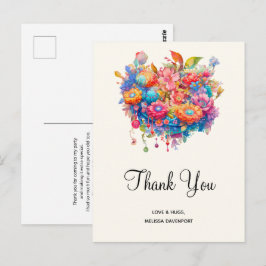 Summer Flower Bouquet Whimsical Boho Vykort