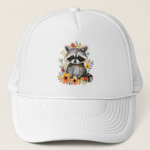 Summer Flowers Raccoon Watercolor Keps