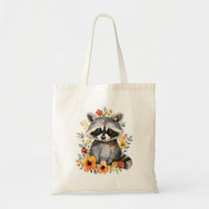 Summer Flowers Raccoon Watercolor Tygkasse