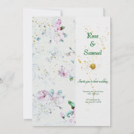 Summer Flowers Watercolor Paper Textured Wedding I Inbjudningar