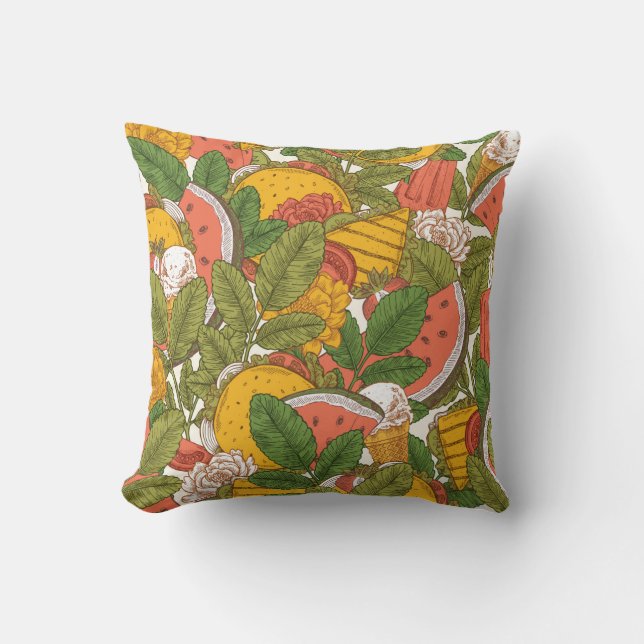 Summer food seamless pattern. Sanwiches,ice cream  Kudde (Framsida)