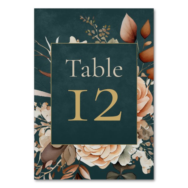 Summer Forest Witch Teal Table Number Bordsnummer (Framsidan)