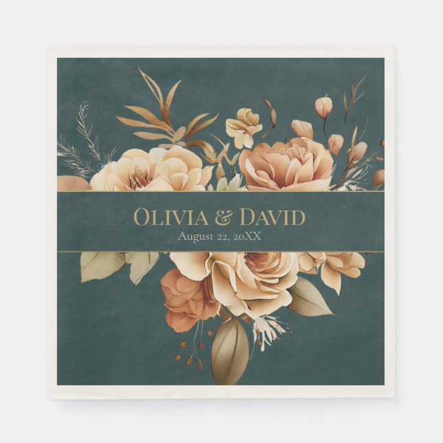 Summer Forest Witch Teal Wedding Napkins Pappersservett (Framsidan)