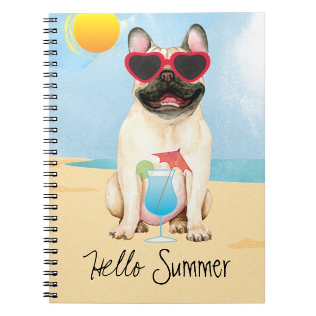 Summer Fransk Bulldog Anteckningsbok (Framsidan)