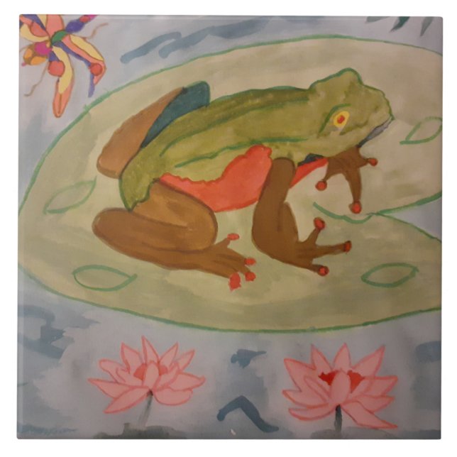 Summer Frog Pond Ceramic Tile Kakelplatta (Framsidan)