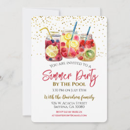 Summer Fruit Cocktail Bassäng Party Inbjudningar