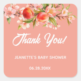 Summer Fruit Floral Baby Shower Fyrkantigt Klistermärke