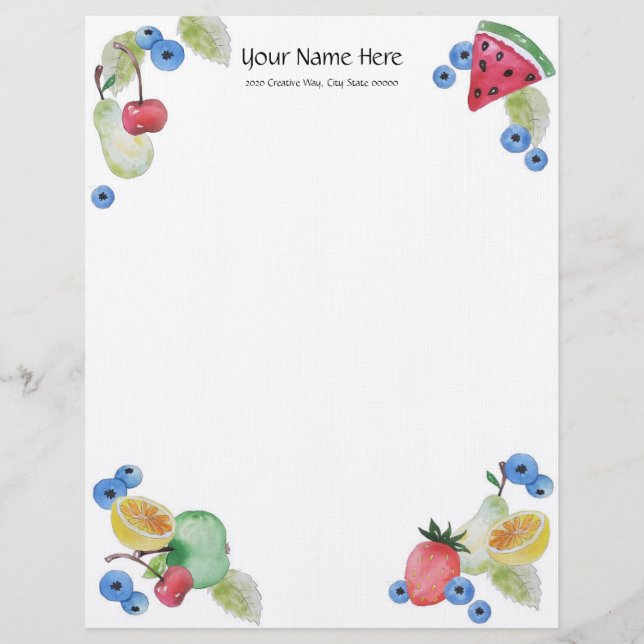 Summer Fruit Linen Letterhead Brevhuvud (Framsida)