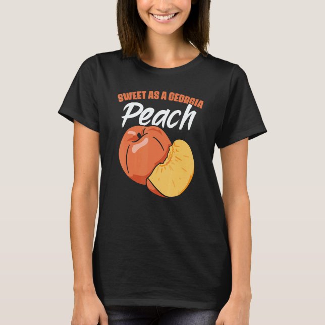 Summer Fruits Sweet Georgia Peach Cute Peachy Prin T Shirt (Framsida)