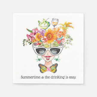 Summer Funny Babe Retro Cocktail Pappersservett