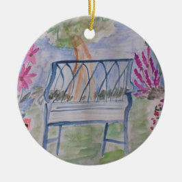 Summer Garden Bench Ceramic Ornament