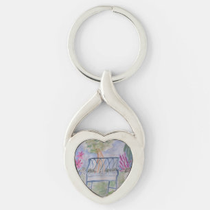 Summer Garden Bench Metall Twisted Heart Silverfärgad Nyckelring