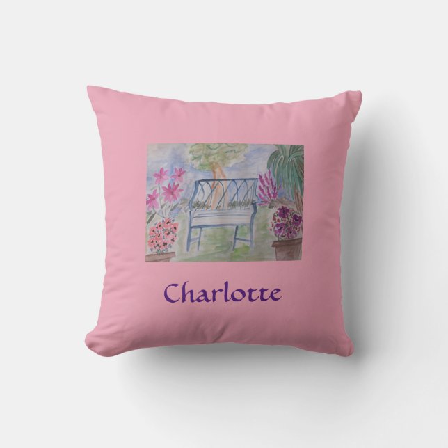 Summer Garden Bench Personlig Kudde (Framsida)