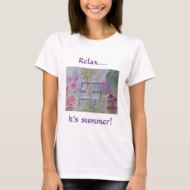 Summer Garden Bench T Shirt (Framsida)