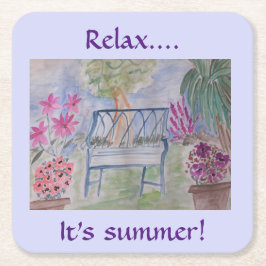 Summer Garden Bench Underlägg Papper Kvadrat