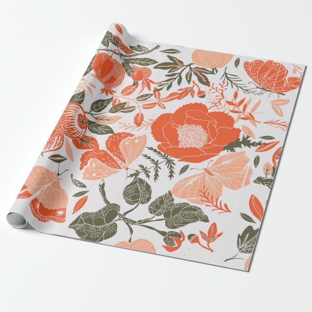 Summer Garden Deco Tile Presentpapper (Utrullad)