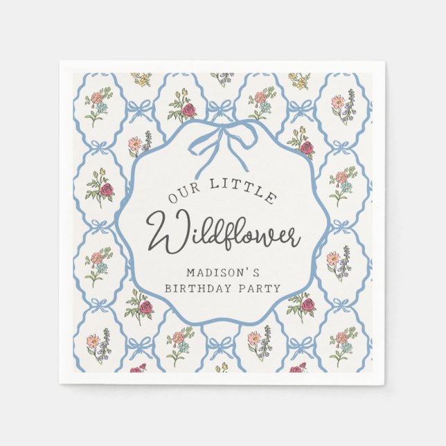 Summer Garden Party Bright Blommigt Födelsedagsfes Pappersservett (Framsidan)