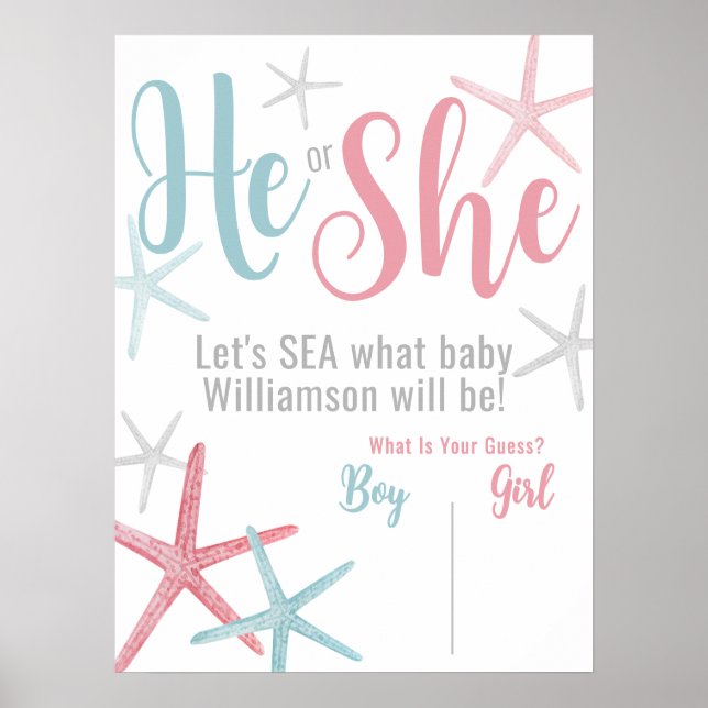 Summer Gender Reveal Party Vote Sign Poster (Framsidan)