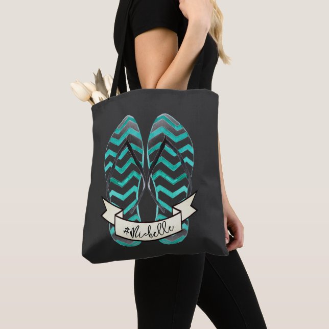 Summer Getaway Beach Flinflip flops Personlig Tygkasse (Närbild)