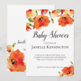 Summer Golden Poppy Baby Shower Inbjudningar