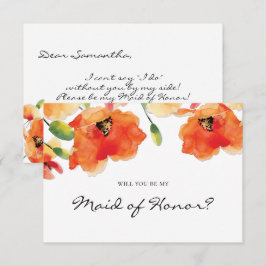 Summer Golden Poppy Bridesmaid Maid of honor Inbjudningar