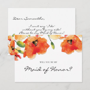 Summer Golden Poppy Bridesmaid Maid of honor Inbjudningar