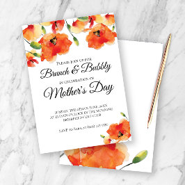 Summer Golden Poppy Mors dag Brunch Inbjudningar