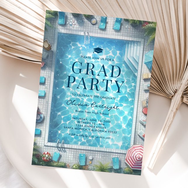 Summer Graduation Pool Party Invitations Inbjudningar (Skapare uppladdad)