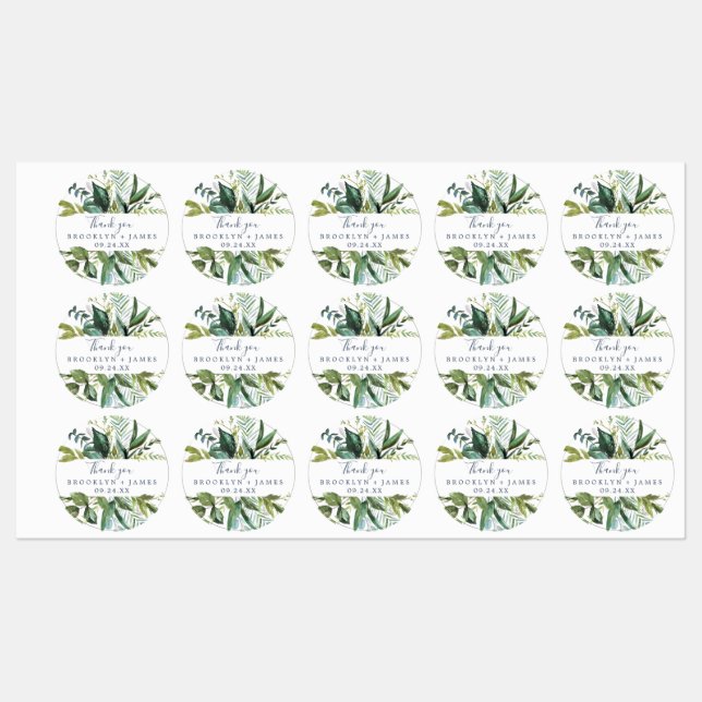 Summer Greenery Tack Favor Klistermärke (Ark)