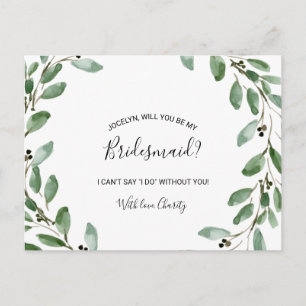 Summer Greenery Tropical Eucalyptus Bridesmaid Inbjudan Vykort