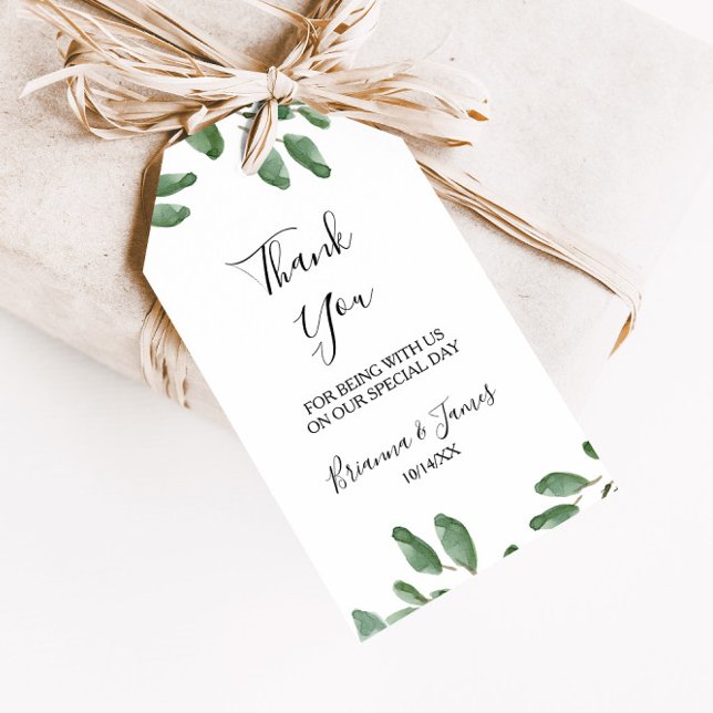 Summer Greenery Tropical Eucalyptus Tack Presentetikett (Skapare uppladdad)