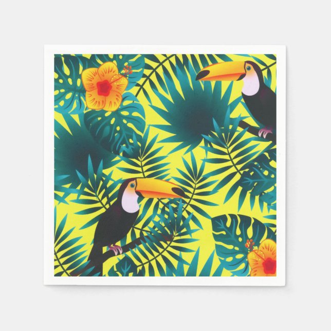 Summer Greenery Tropical Toucan Jungle Foliage Pappersservett (Framsidan)