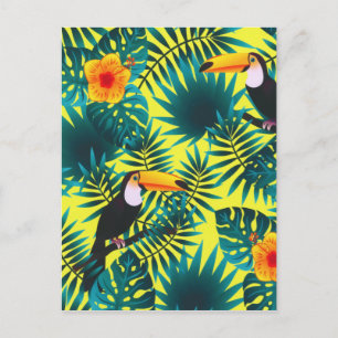Summer Greenery Tropical Toucan Jungle Foliage Vykort