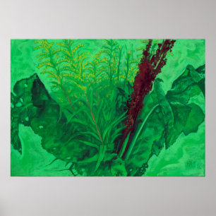 Summer Greenery Wildblommy Blommigt Art Painting Poster