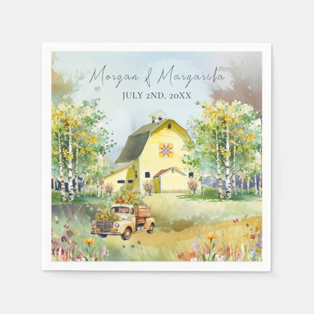 Summer Gult Barn Cocktail Napkin Pappersservett (Framsidan)