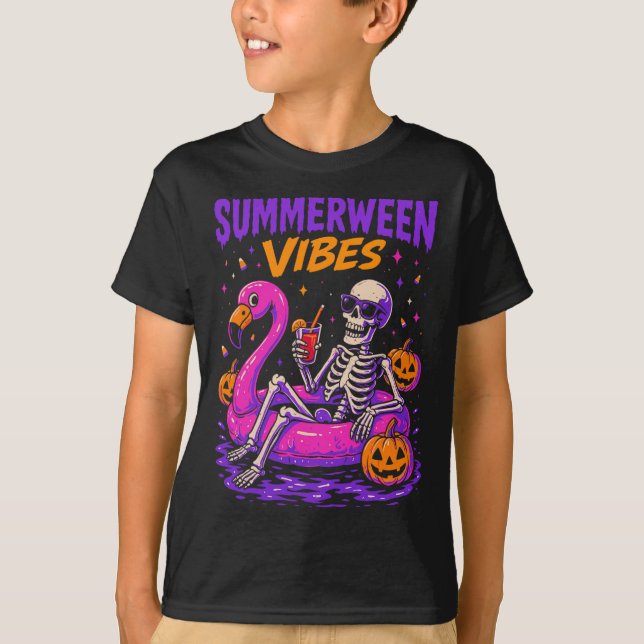 Summer Halloween Skeleton Costume T Shirt (Framsida)