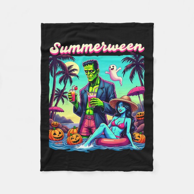 Summer Halloween Zombie Frankenstein Boo Ghost Fleecefilt (Framsidan)