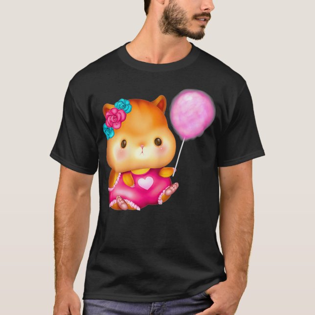 Summer Hamster och Rosa Balloon Costume Cute T Shirt (Framsida)