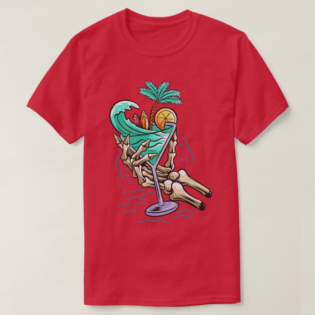 Summer Hand Beach Skeleton Cocktail Summer 2022 Me T Shirt (Design framsida)