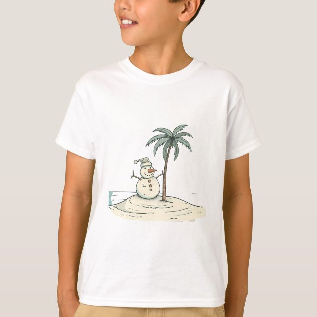 Summer Holiday Snowman Tropical Beach vibe Island  T Shirt (Framsida)
