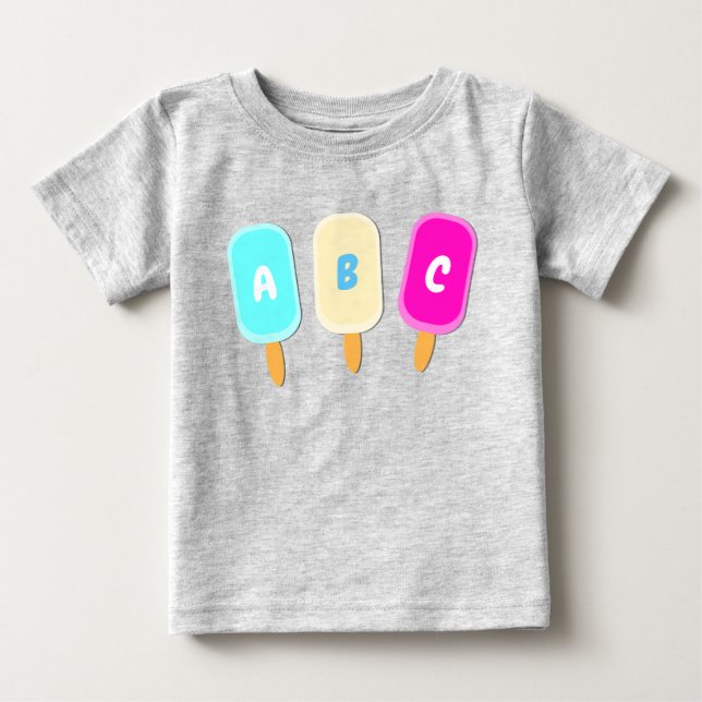 Summer Ice Cream Lollies Alphabet T Shirt (Framsida)
