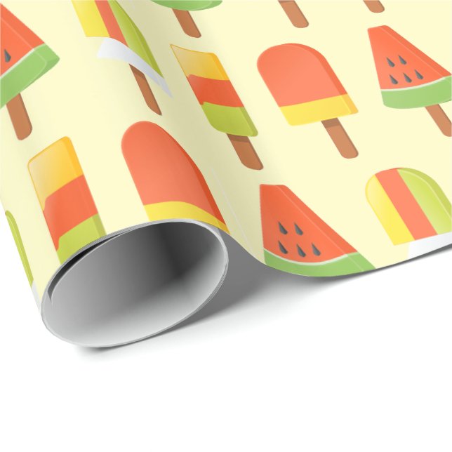 Summer Ice Lollies Pattern Presentpapper (Rullad Hörn)