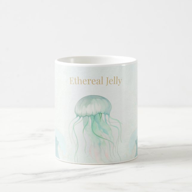 Summer Jellyfish Watercolor Ocean Design Kaffemugg (Center)