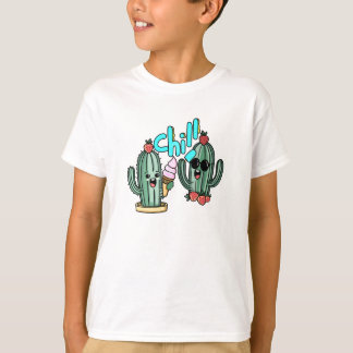 Summer Kawaii Cactus Friends with Ice Cream T Shirt